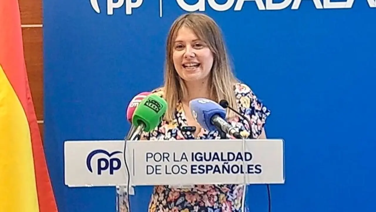 La diputada regional del PP de Castilla-La Mancha, Itziar Asenjo, durante la rueda de prensa que ha ofrecido en la sede de los populares en Guadalajara
