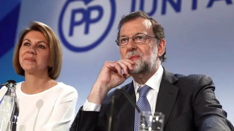 María Dolores Cospedal y Mariano Rajoy en la Junta Directiva Nacional del Partido Popular celebrada en un hotel madrileño