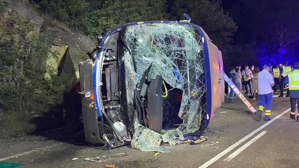 Imagen de archivo de un accidente de tráfico con un autobús implicado