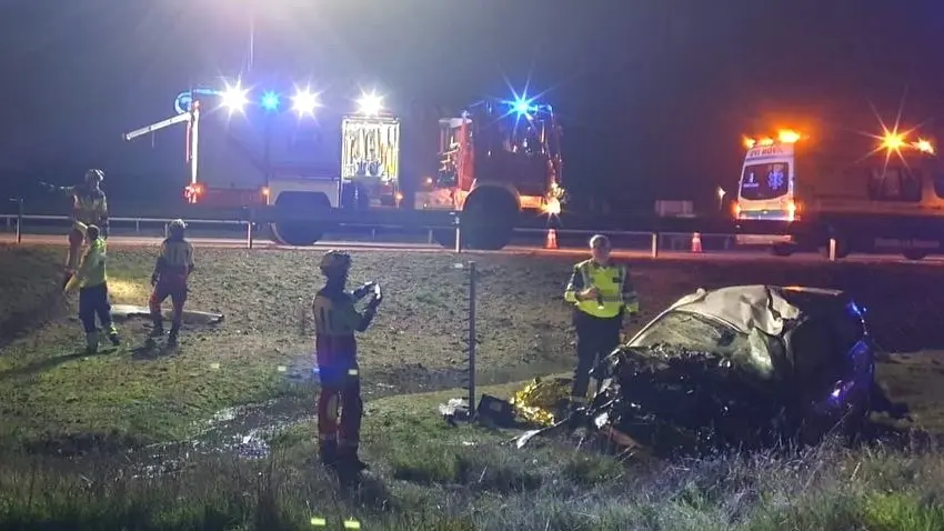 Muere un joven de 31 años tras salirse de la vía su coche en la A-5 en Pepino (Toledo) - Fotografía: CPEIS, accidente de tráfico, salida de vía, 