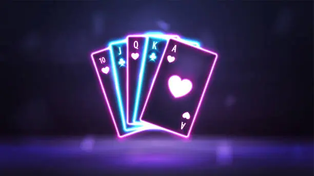Cartas de casino de color neón