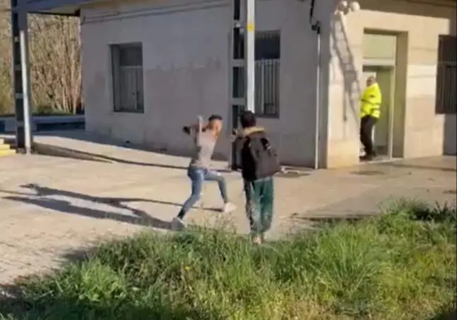 VIDEO. Apalea a un vigilante en la estación y cae a una zanja huyendo de la Policía