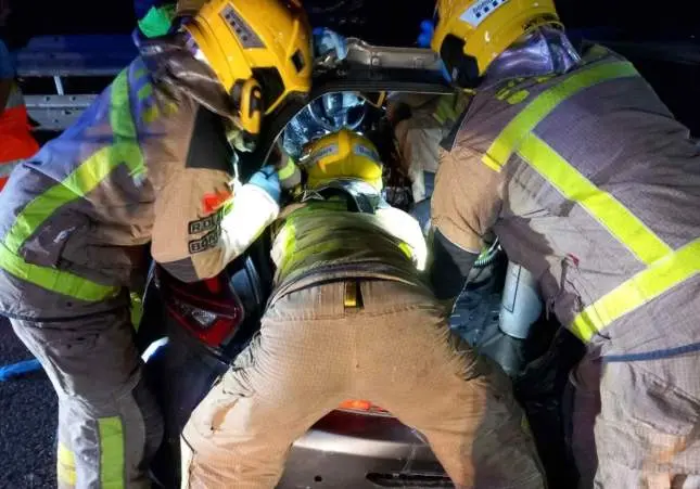 Cinco miembros de una familia heridos y el perro muerto al volcar con su turismo