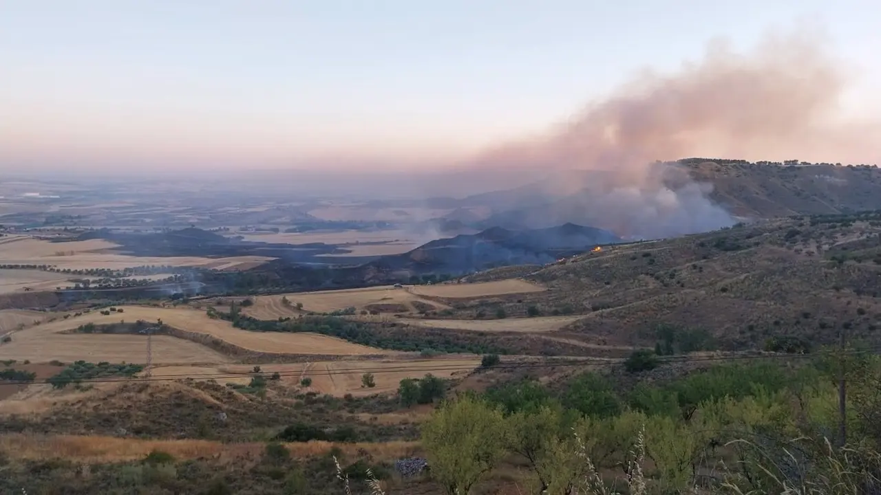 Medios trabajan en extinguir un incendio en un barrio anexionado de Guadalajara, Taracena e Iriépal