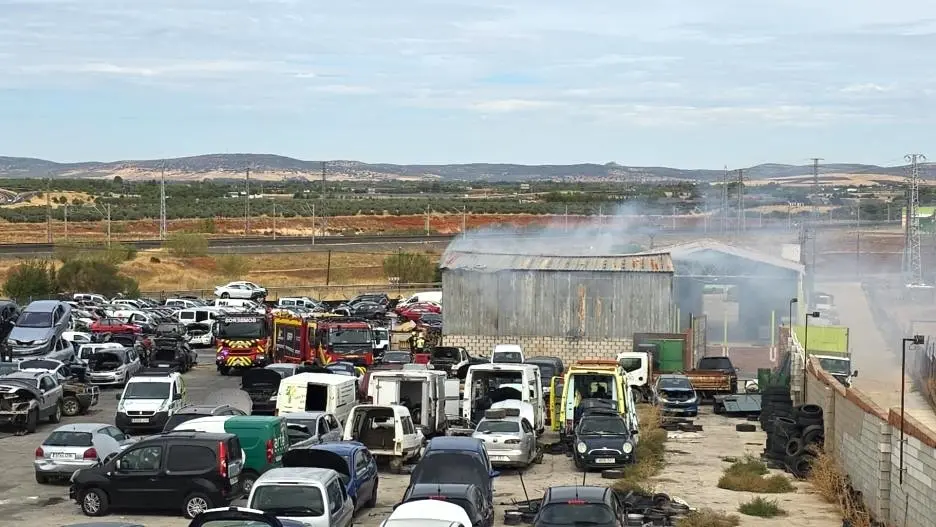 Extinguido un incendio declarado en un desguace de Argamasilla de Calatrava (Ciudad Real) - Fotografía: CMM