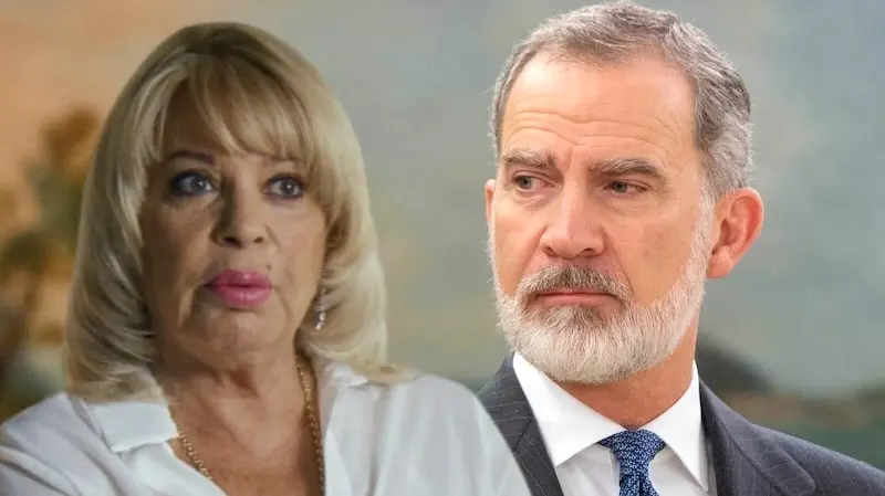 En el fotomontaje en imágenes de archivo Bárbara Rey y el rey Felipe VI