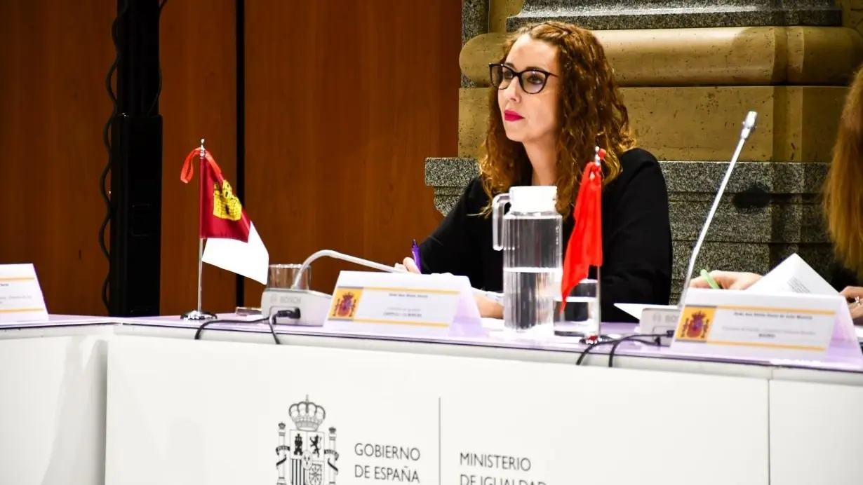 La consejera de Igualdad de Castilla-La Mancha, Sara Simón, este lunes en la Conferencia Sectorial celebrada en la sede del Ministerio