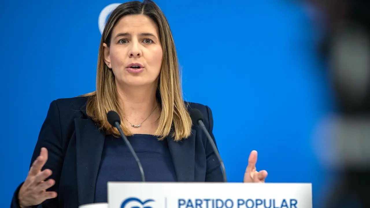 La secretaria general del PP de Castilla-La Mancha, Carolina Agudo, durante la rueda de prensa que ha ofrecido para realizar balance del año tras la reunión del Comité de Dirección del partido