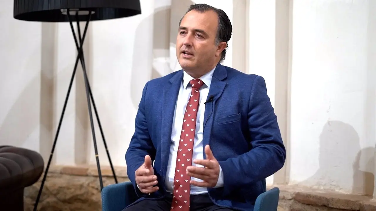 El presidente de Vox en las Cortes de Castilla-La Mancha, David Moreno, en un momento de la entrevista con Europa Press
