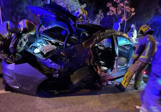 Pierden el control del coche y un ocupante acaba con el brazo arrancado al chocar, accidente, choque, colisión,