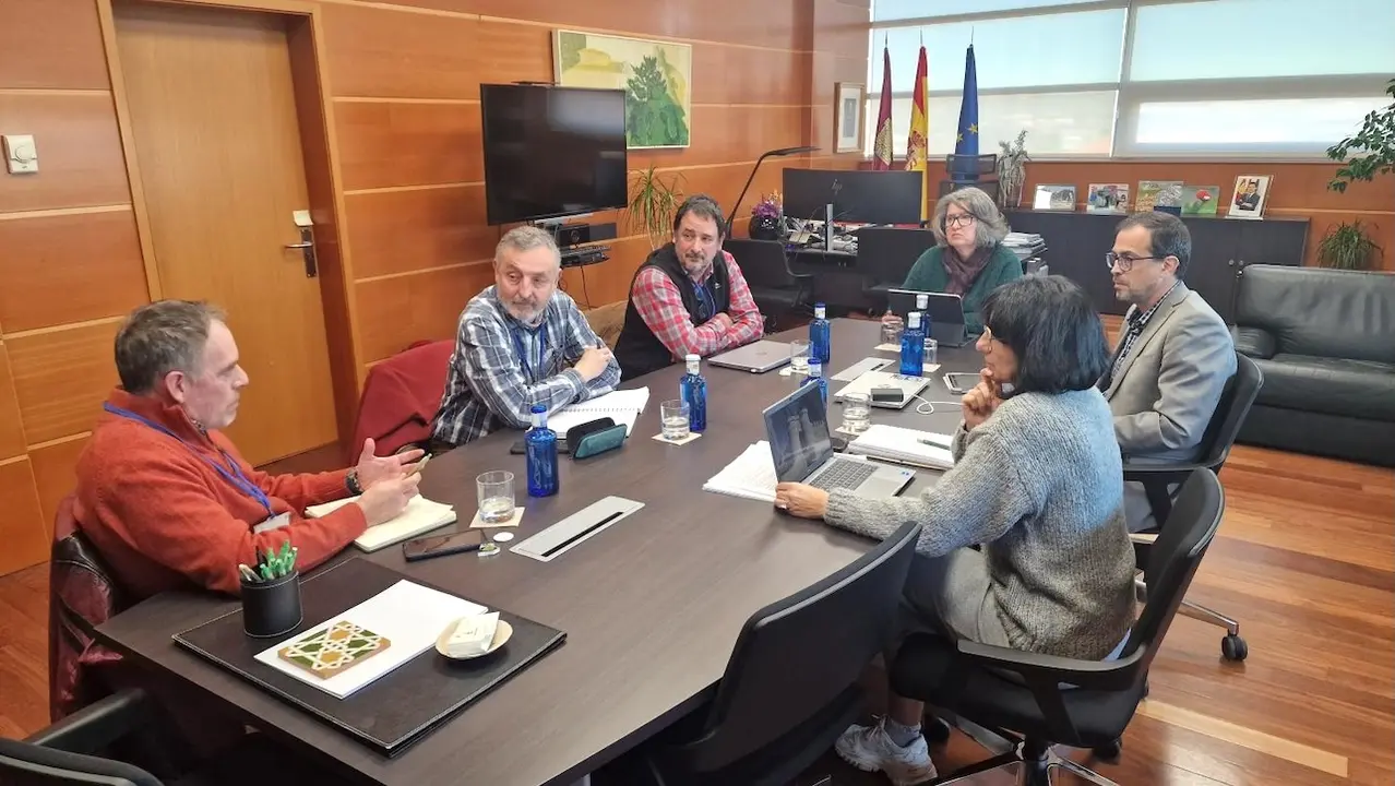 La consejera de Desarrollo Sostenible de Castilla-La Mancha, Mercedes Gómez, durante el encuentro que ha mantenido con las organizaciones ecologistas