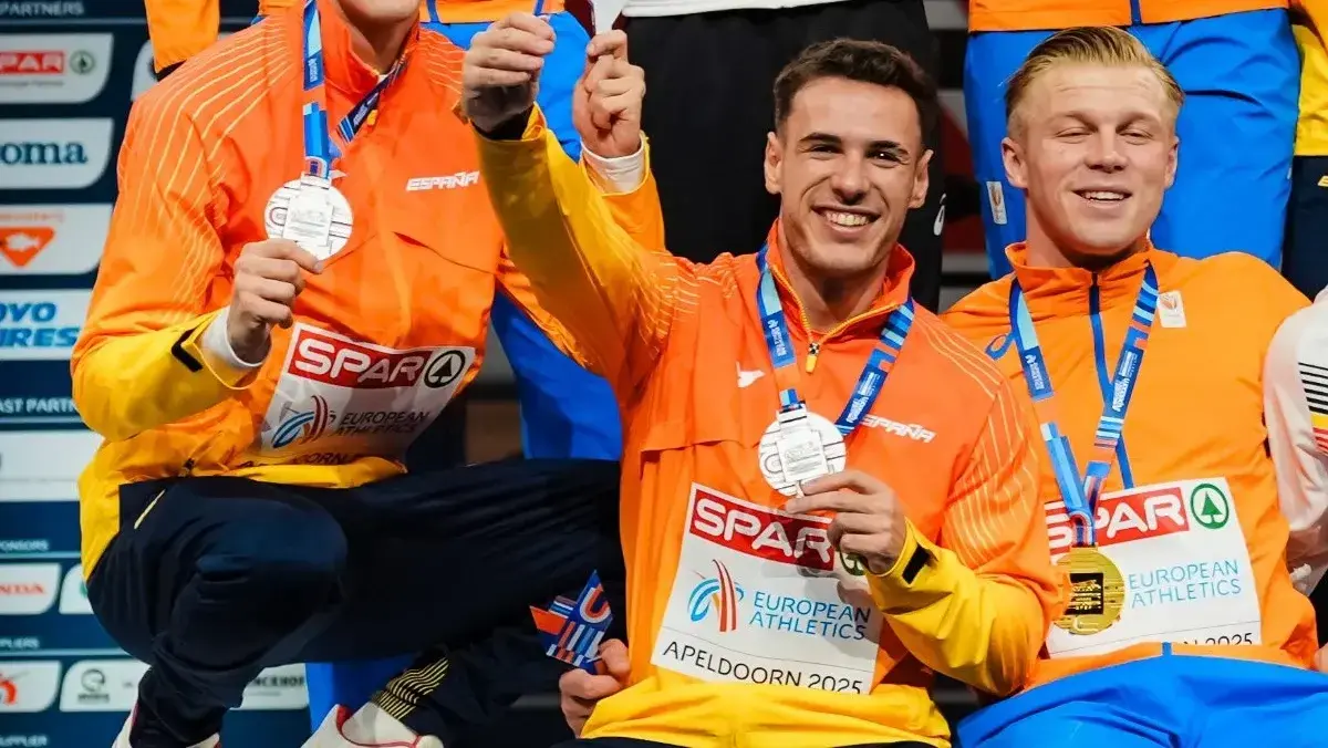 El atleta Manuel Guijarro, "muy feliz" tras su plata en el Europeo de Apeldoorn