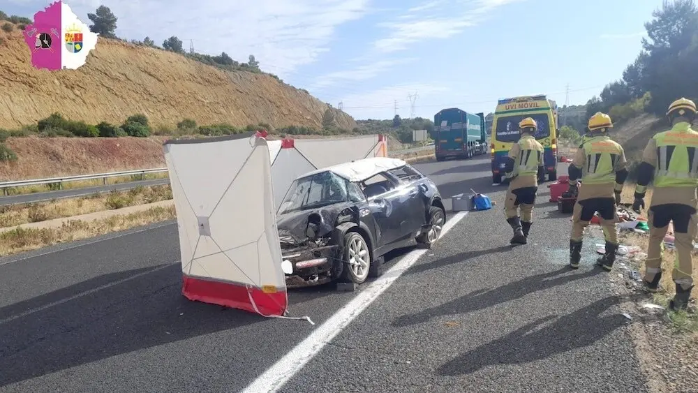 Una fallecida y una herida grave tras salirse de la vía un turismo en la A-3 en Minglanilla (Cuenca)