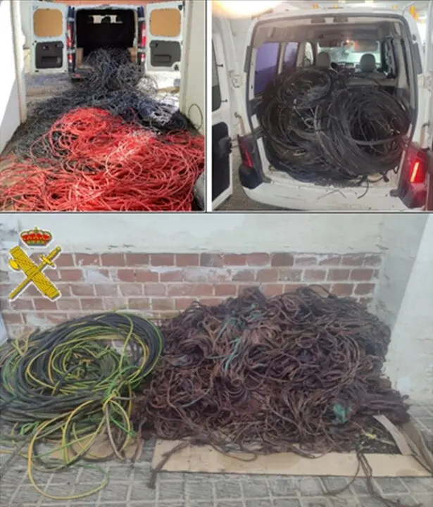 Seis detenidos y recuperadas 1,5 toneladas de cable cobre robado en Ciudad Real
