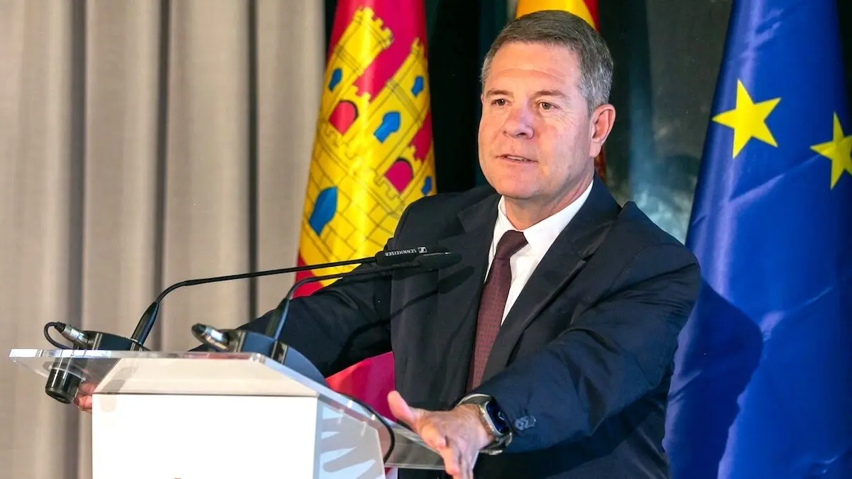 El presidente de Castilla-La Mancha, Emiliano García-Page, durante su intervención este miércoles en un acto en Toledo