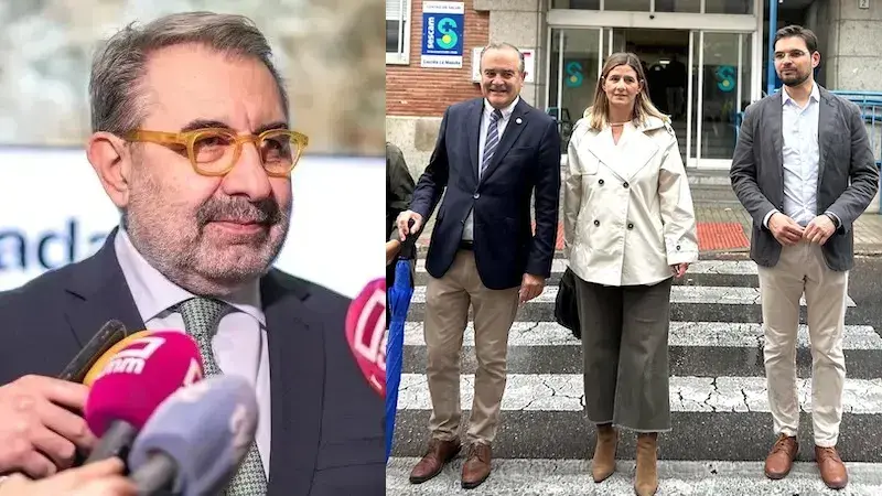 En la imágenes por un lado el consejero de Sanidad de Castilla-La Mancha, Jesús Fernández Sanz, y por el otro el alcalde de Talavera de la Reina (Toledo), José Julián Gregorio, junto a la secretaria general del PP, Carolina Agudo y el diputado regional, Santiago Serrano