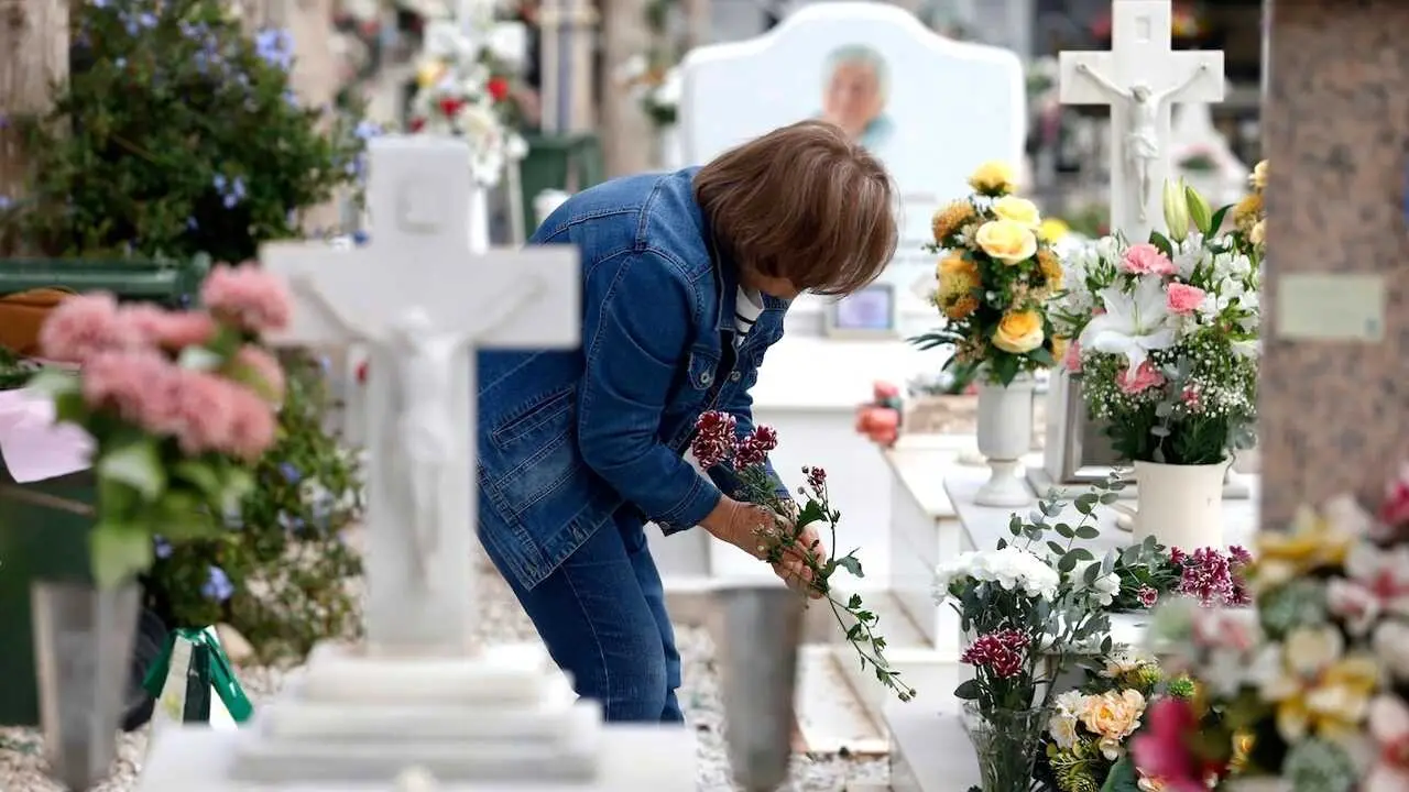 cementerio, camposanto, tumbas, lápidas, flores, Día de Todos los Santos, difuntos, Día de los Difuntos,