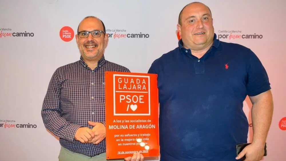 El secretario general de PSOE Guadalajara, Pablo Bellido, en el encuentro comarcal en la localidad de Molina de Aragón (Guadalajara)