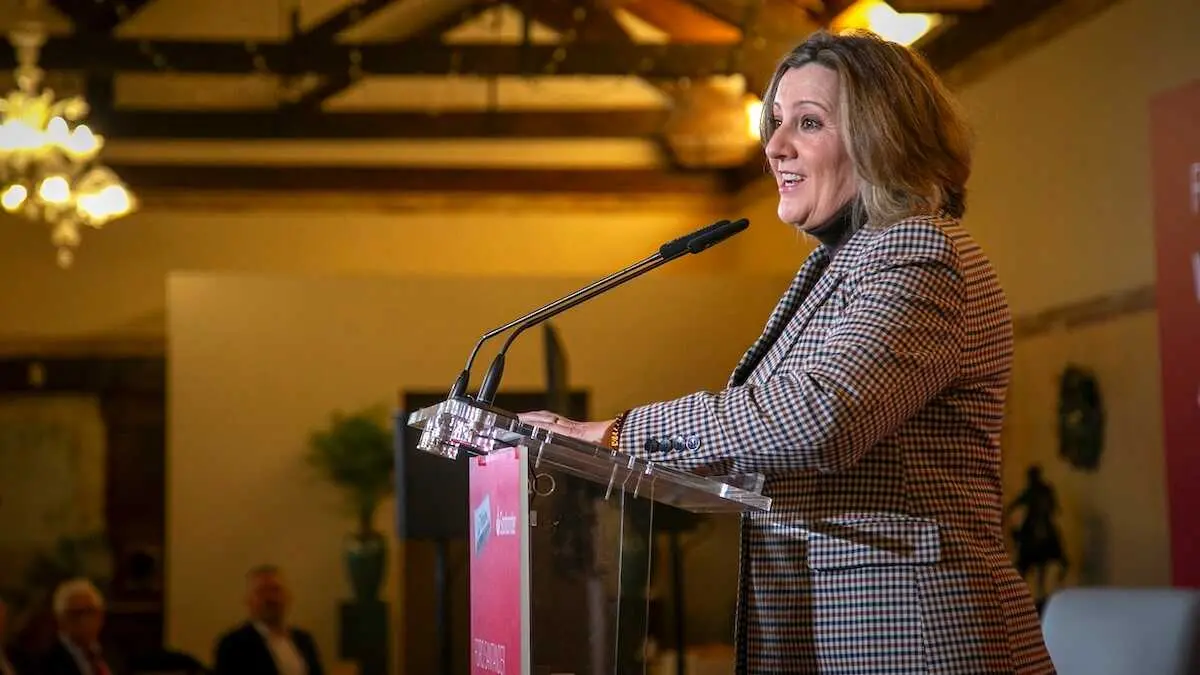 La consejera de Economía, Empresas y Empleo, Patricia Franco, durante intervención en un desayuno informativo este jueves en Toledo