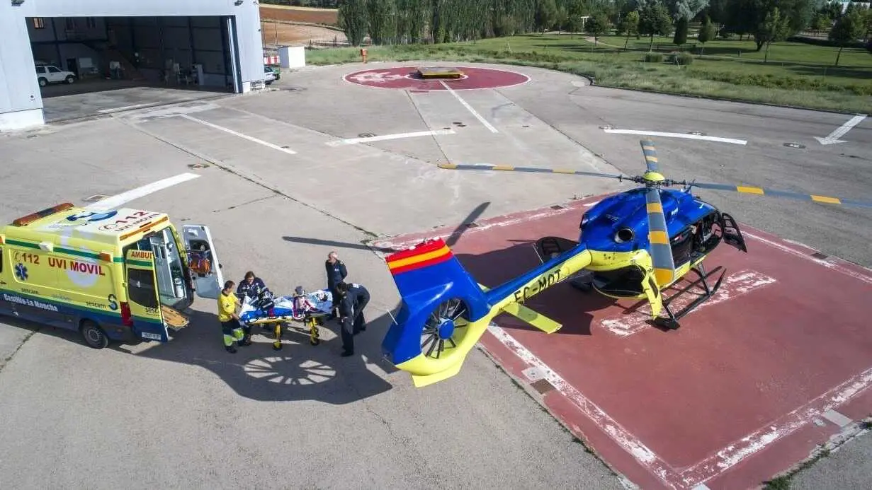 Nueve de cada diez usuarios de las urgencias en Castilla-La Mancha se muestran "muy satisfechos", transporte sanitario, helic&oacute;ptero