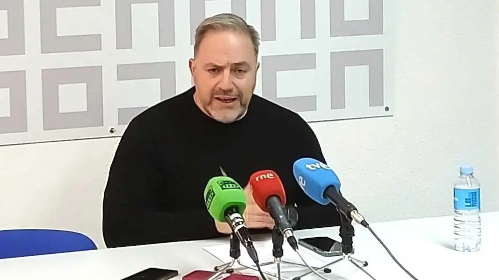 El secretario general de CCOO Toledo, Federico P&eacute;rez, durante la rueda de prensa que ha ofrecido en Talavera de la Reina