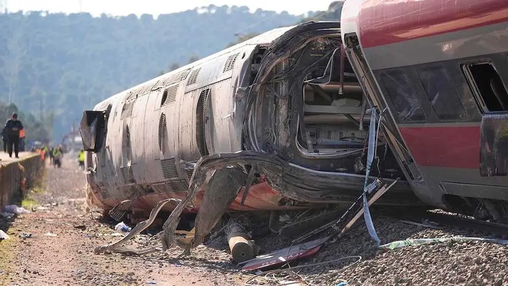Imagen de uno de los trenes afectados en el tr&aacute;gico accidente ferroviario de Adamuz (C&oacute;rdoba)