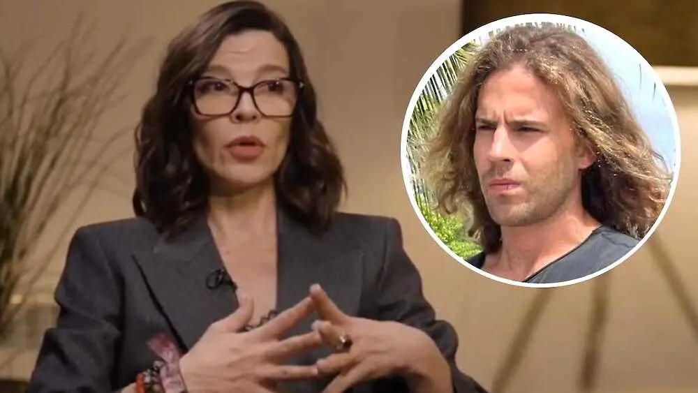 En el fotomontaje Silvia Bronchalo durante la entrevista y su hijo Daniel Sancho