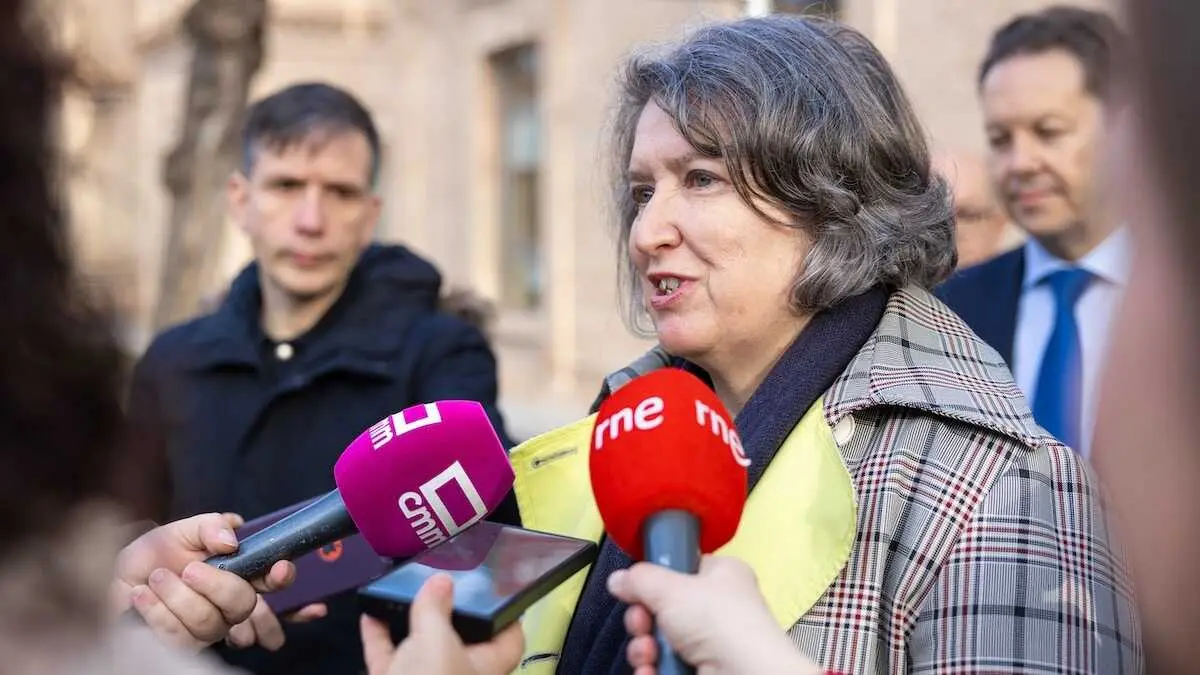 La consejera de Desarrollo Sostenible de Castilla-La Mancha, Mercedes G&oacute;mez, atendiendo a los medios de comunicaci&oacute;n este mi&eacute;rcoles en Toledo