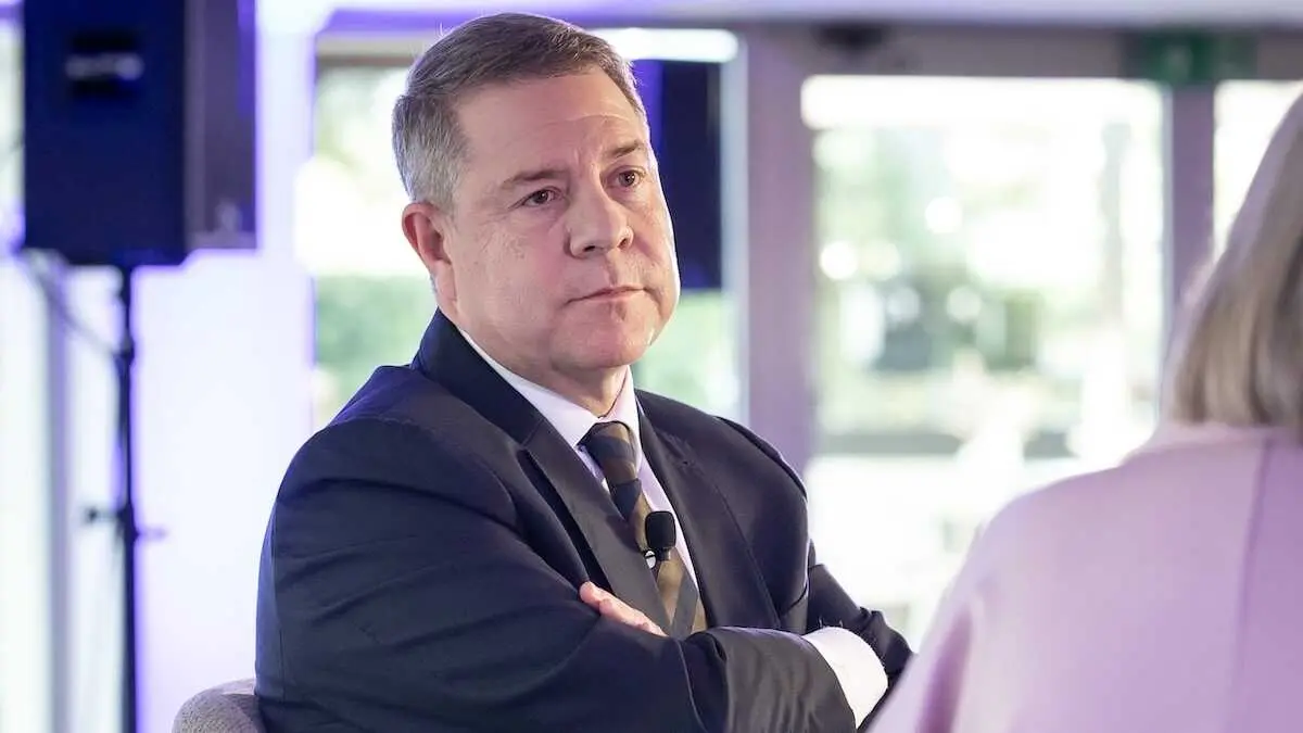 El presidente de Castilla-La Mancha, Emiliano Garc&iacute;a-Page, durante su intervenci&oacute;n en la inauguraci&oacute;n del &acute;V Foro Econ&oacute;mico Espa&ntilde;ol de Castilla-La Mancha&acute; que se celebra en Toledo