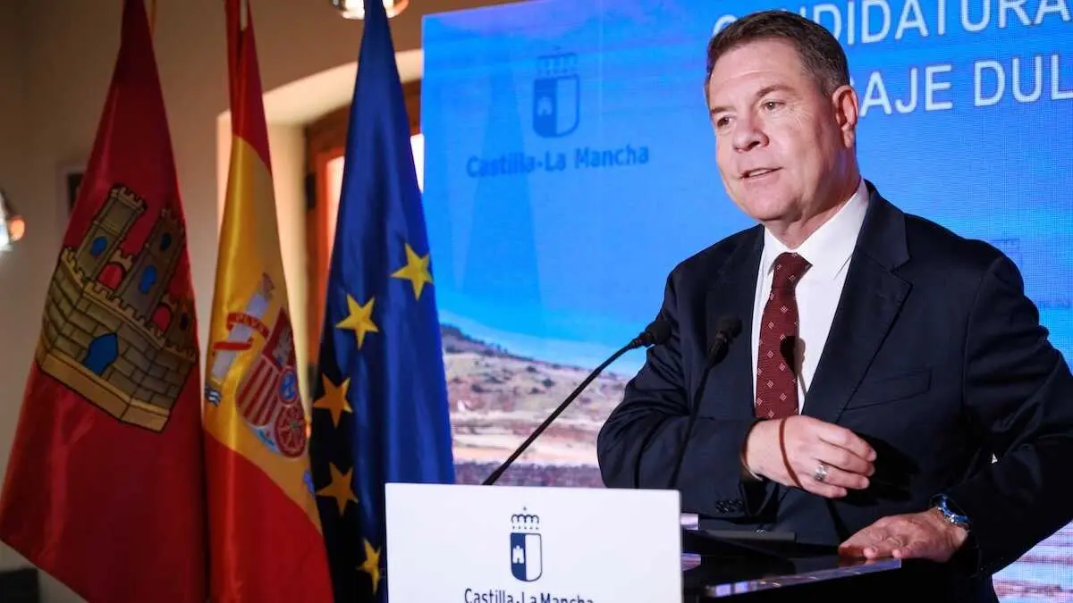 El presidente de Castilla-Ls Mancha, Emiliano Garc&iacute;a-Page, preside, en Palazuelos (Guadalajara), la reuni&oacute;n del Consejo Rector de la candidatura a Patrimonio Mundial del &ldquo;Paisaje dulce y salado de Sig&uuml;enza y Atienza&rdquo;