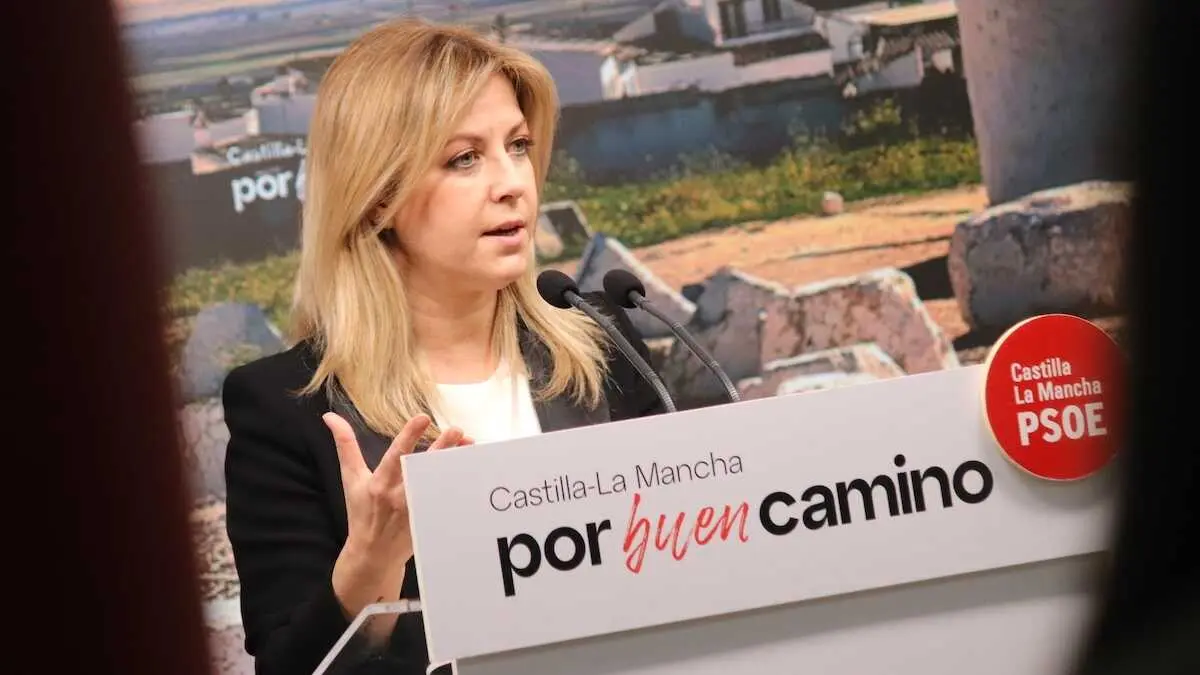 La portavoz del PSOE en las Cortes de Castilla-La Mancha, Ana Isabel Abeng&oacute;zar, en rueda de prensa