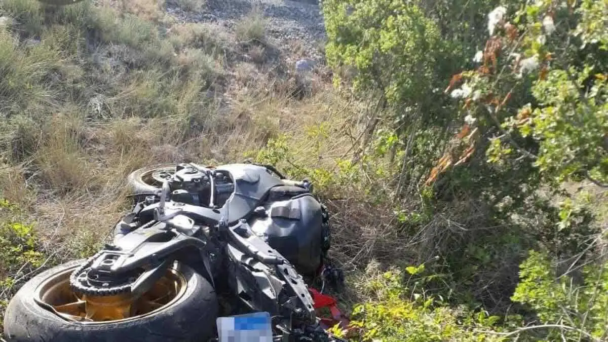 Imagen de archivo de un accidente de tr&aacute;fico con una motocicleta implicada, motorista, moto,
