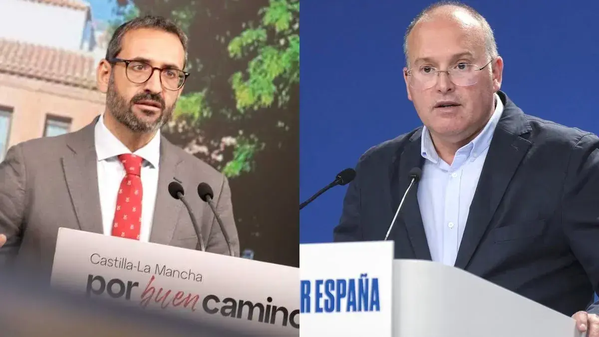 En im&aacute;genes de archivo el secretario de Organizaci&oacute;n del PSOE de Castilla-La Mancha, Sergio Guti&eacute;rrez, y el secretario general del PP, Miguel Tellado