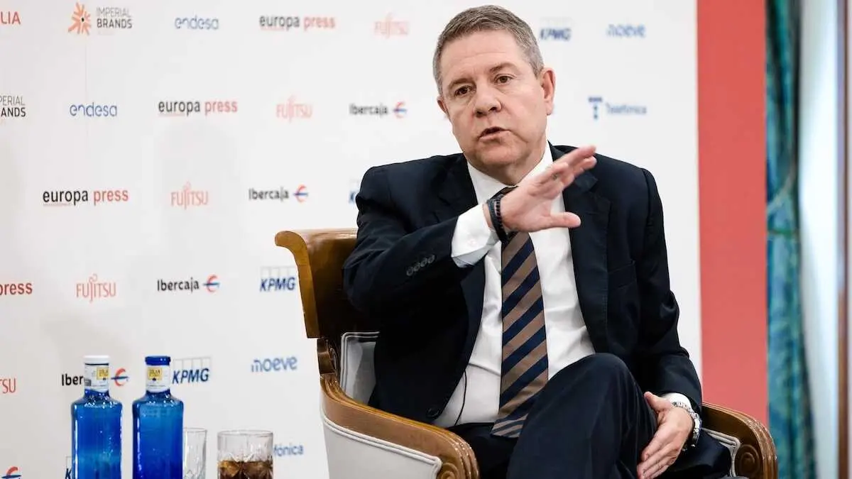 El presidente de Castilla La-Mancha, Emiliano Garc&iacute;a-Page, durante el desayuno informativo de Europa Press, en el Hotel InterContinental Madrid, a 3 de junio de 2026 - EP/Carlos Lujan