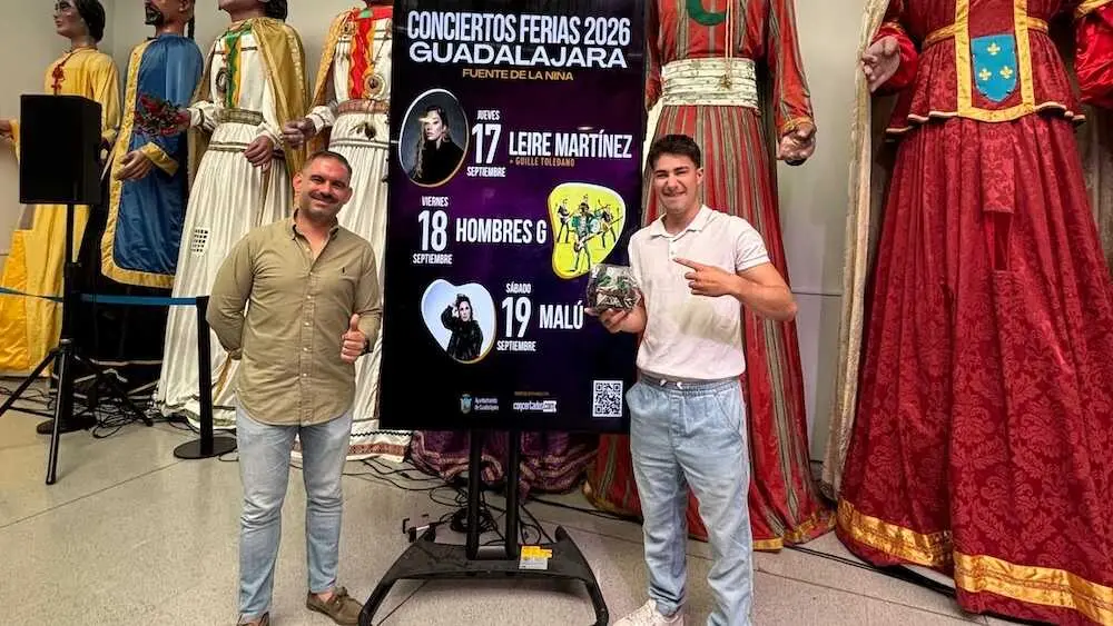 El concejal de Festejos de Guadalajara, Santiago L&oacute;pez Pomeda, ha presentado los grandes conciertos de las Ferias y Fiestas 2026 junto al concursante de Operaci&oacute;n Triunfo, Guille Toledano