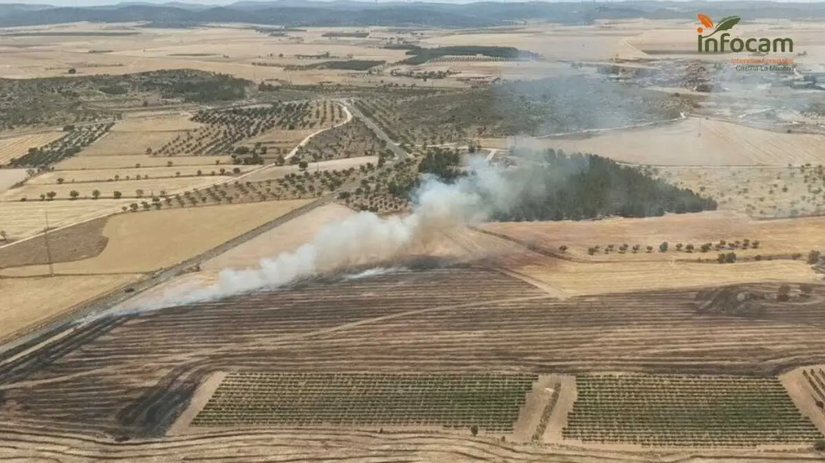 Muere un conductor en Villavaliente (Albacete) y desata un incendio agr&iacute;cola