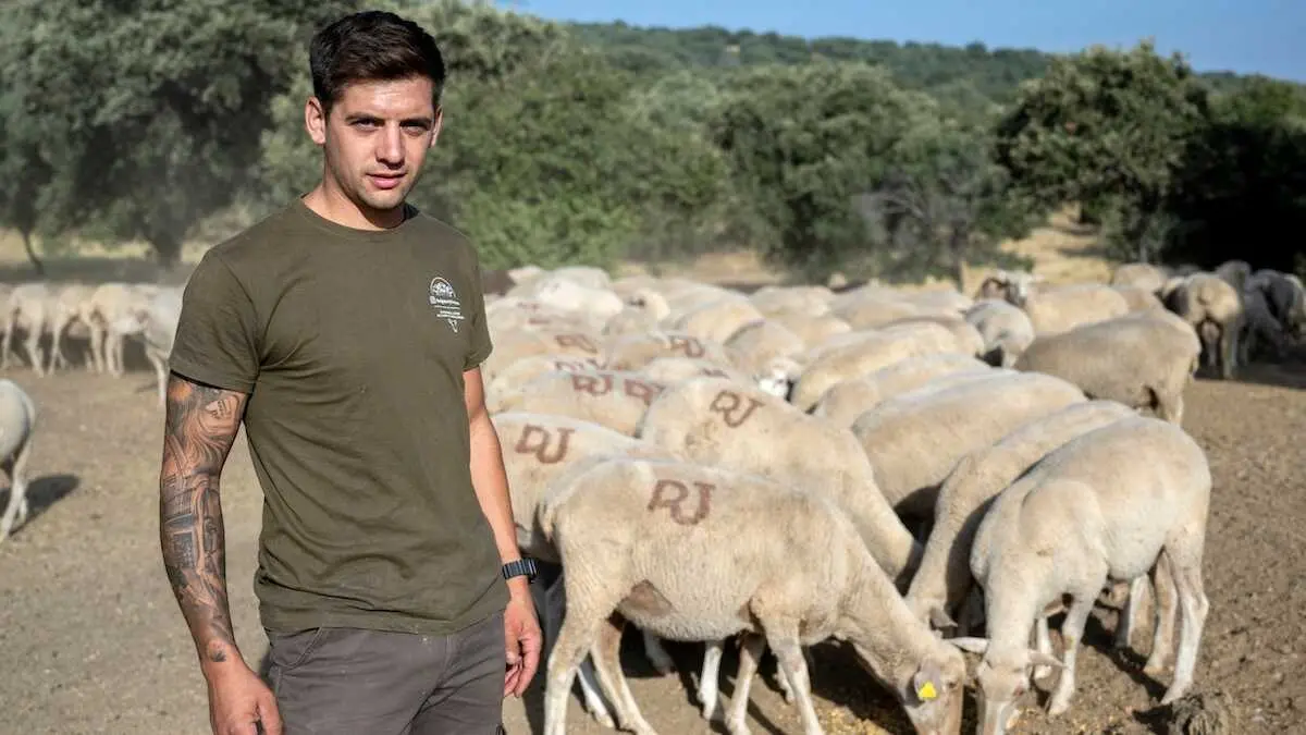 Un joven ganadero de Solana del Pino, Diego Ju&aacute;rez, ha encontrado entre sus 900 ovejas y en el cortijo de sus abuelos una forma de vida en la que ha unido vocaci&oacute;n, memoria familiar y resistencia frente a la falta de relevo generacional - EFE/ Jes&uacute;s Monroy