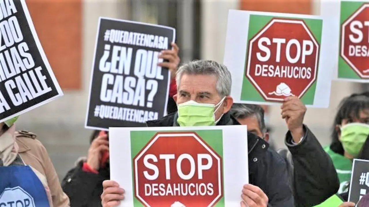 Los desahucios bajan un 43,8% en Castilla-La Mancha en 2020 por las medidas sociales, desahucio, lanzamiento, vivienda, pah, protesta