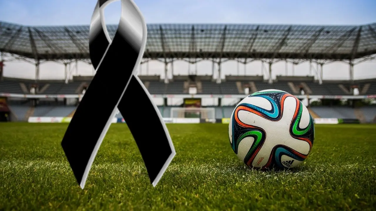 luto, fútbol, crespón, balón,&nbsp;
