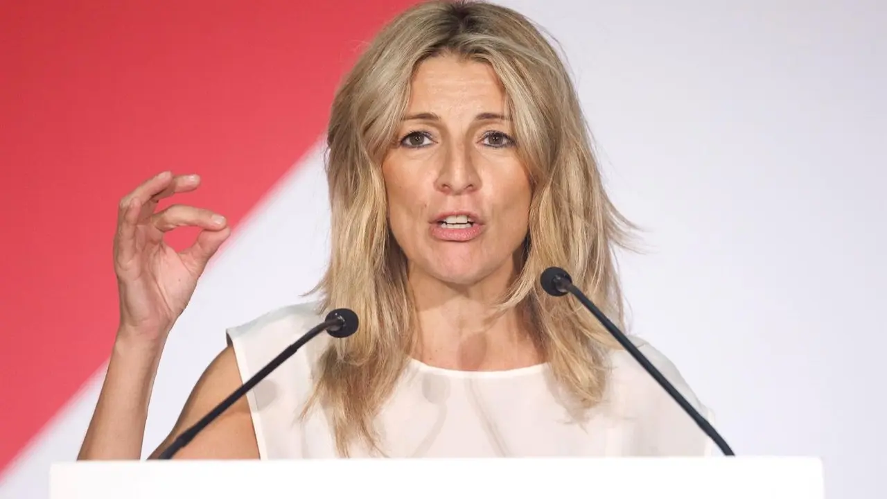 La vicepresidenta segunda, ministra de Trabajo y Economía Social y líder de Sumar, Yolanda Díaz, este domingo en un acto de precampaña electoral en Toledo - EP/Eduardo Parra