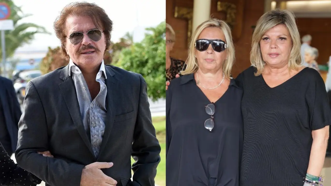 En el fotomontaje en imágenes de archivo Bigote Arrocet y las hijas de María Teresa Campos, Carmen Borrego y Terelu Campos