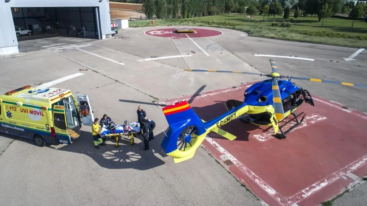 Nueve de cada diez usuarios de las urgencias en Castilla-La Mancha se muestran "muy satisfechos", transporte sanitario, helicóptero