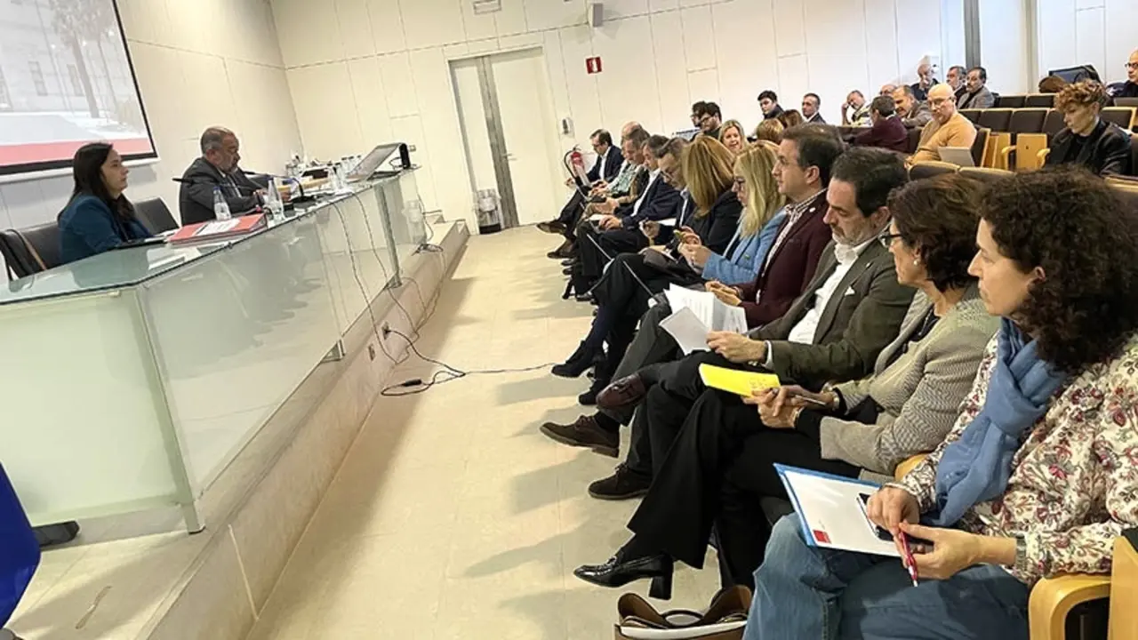 En la imagen un instante de la reunión del Consejo de Gobierno de la Universidad de Castilla-La Mancha (UCLM) que ha presidido el rector, Julián Garde