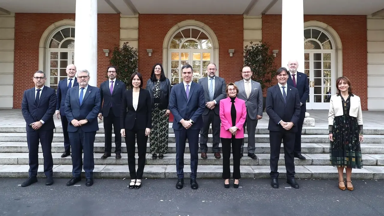 El presidente del Gobierno, Pedro Sánchez, durante el encuentro que ha mantenido este viernes con rectores de las Universidades públicas
