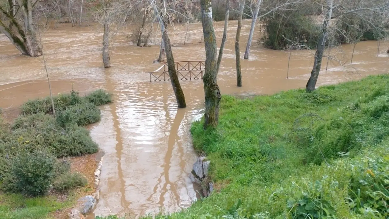 Cerrados los accesos peatonales a la ribera del río Henares ante su importante crecida