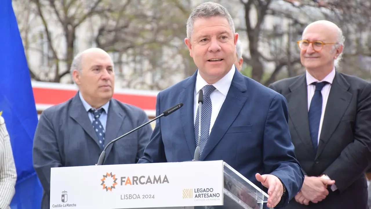 El presidente de Castilla-La Mancha, Emiliano García-Page, ha inaugurado en Lisboa, la Feria Farcama Primavera Lisboa 2024