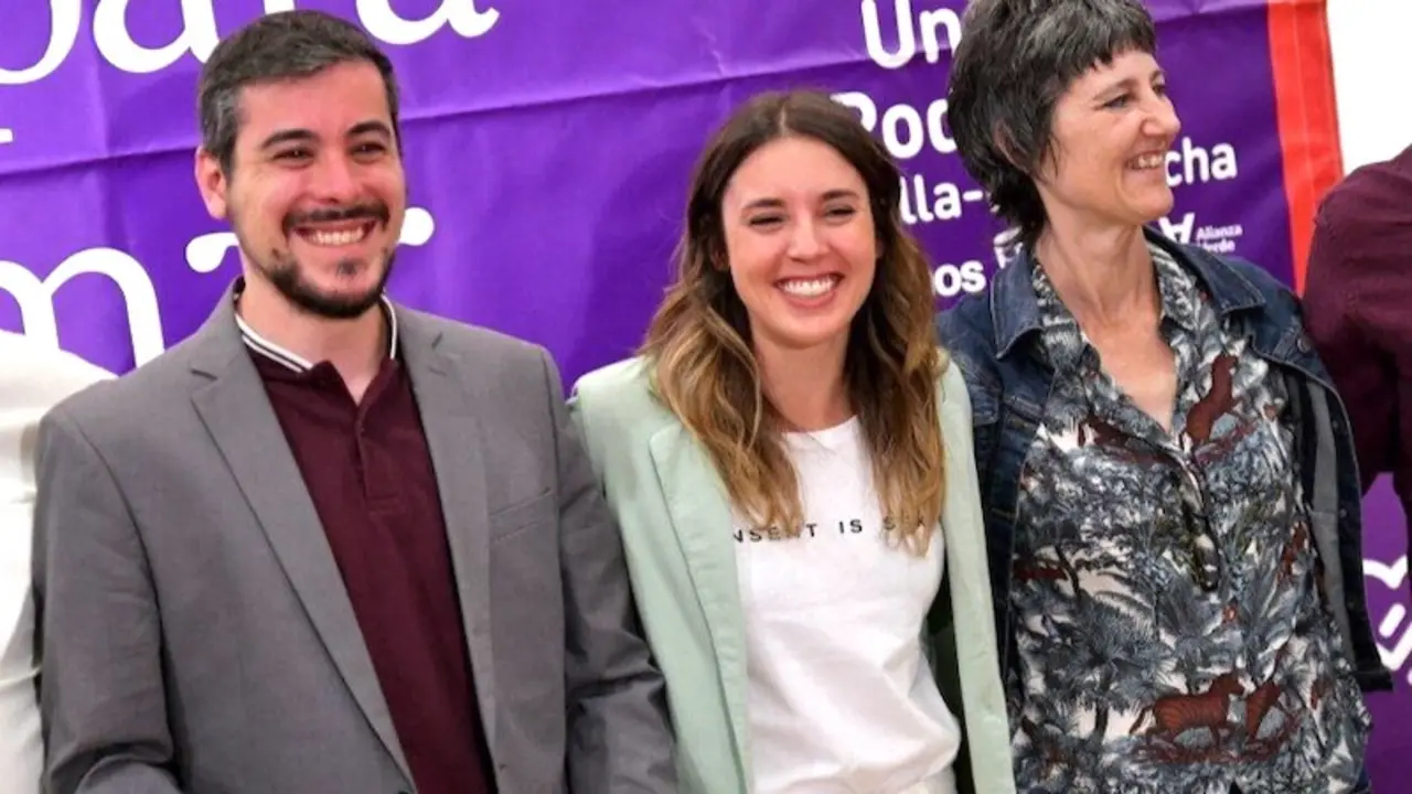 José Luis García Gascón, coordinador autonómico de Podemos con la candidata a las elecciones europeas, Irene Montero