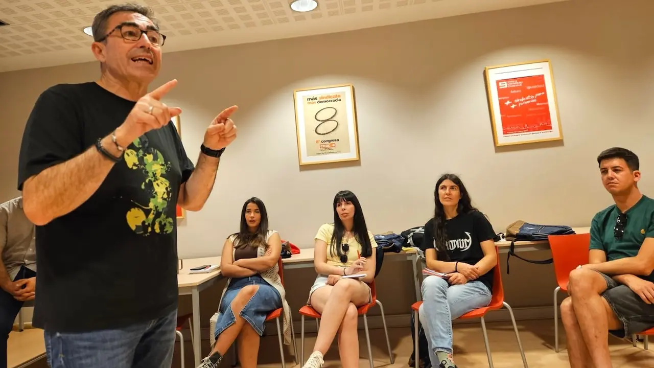 El secretario general de CCOO Castilla-La Mancha, Paco de la Rosa, durante su participación este viernes en la VII Escuela de Juventud del sindicato