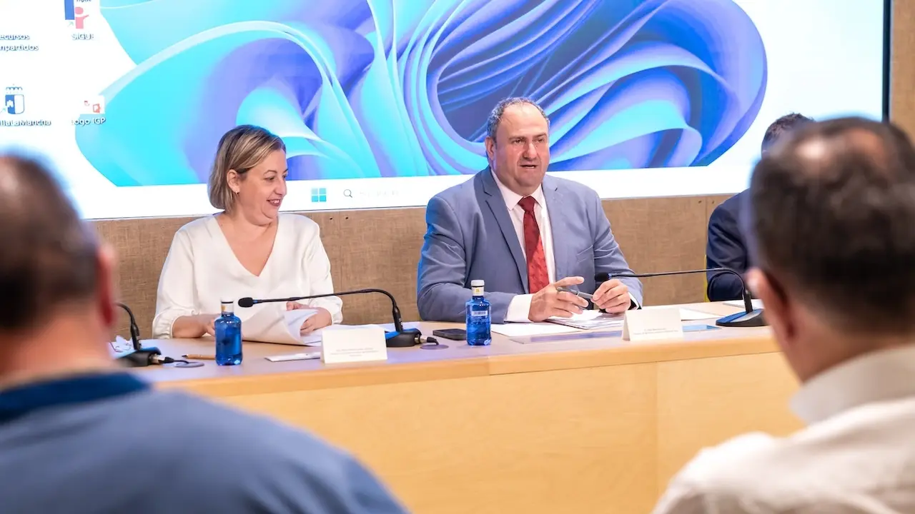 El consejero de Agricultura, Ganadería y Desarrollo Rural, Julián Martínez Lizán, ha presidido en la sala de prensa de la Consejería, el Comité Regional Vitivinícola