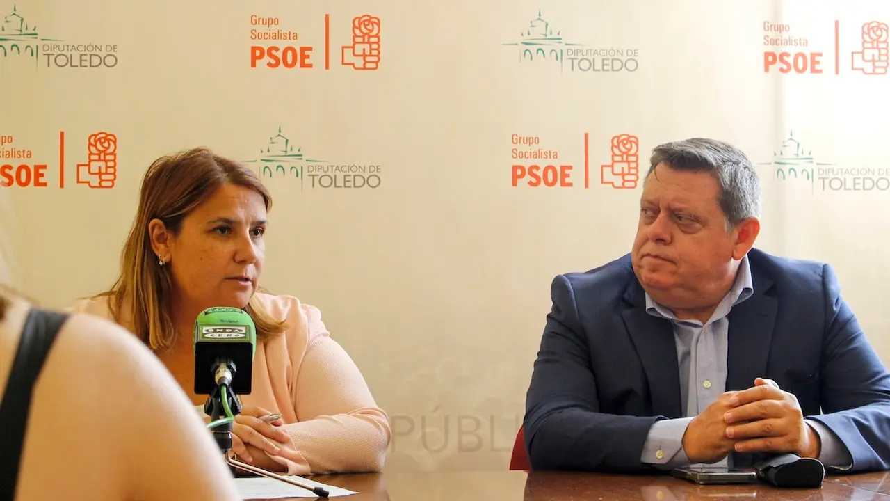 La portavoz del PSOE en la Diputación Provincial de Toledo, Tita García Élez, durante la rueda de prensa que ha ofrecido para hacer balance del primer año de gobierno de PP-Vox en la institución provincial